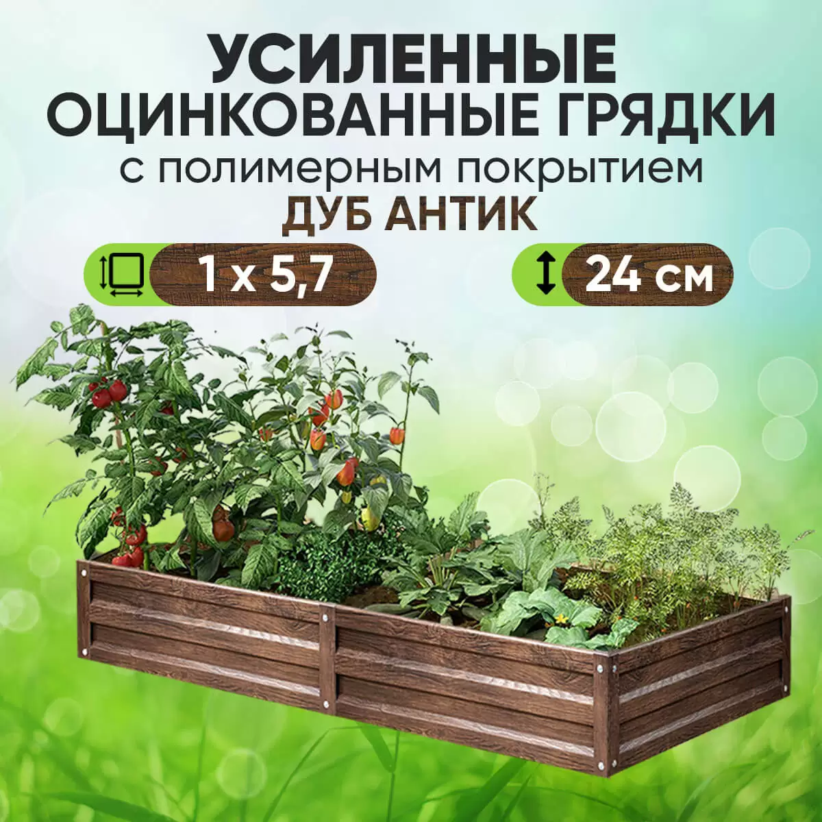 Усиленная грядка Дуб Антик (1 х 5,7)